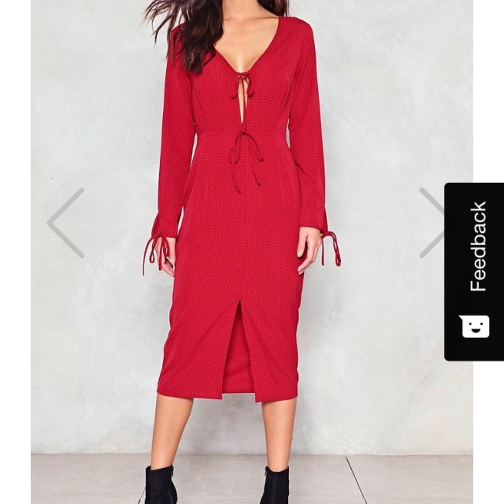 NWT Nasty Gal Tie Front Potty Midi Dress